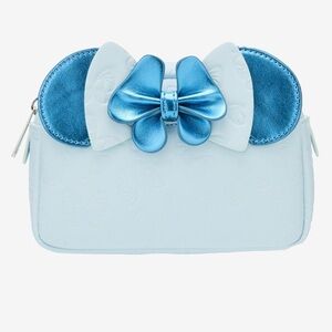 Loungefly Blue and White Bow Cosmetic Bag